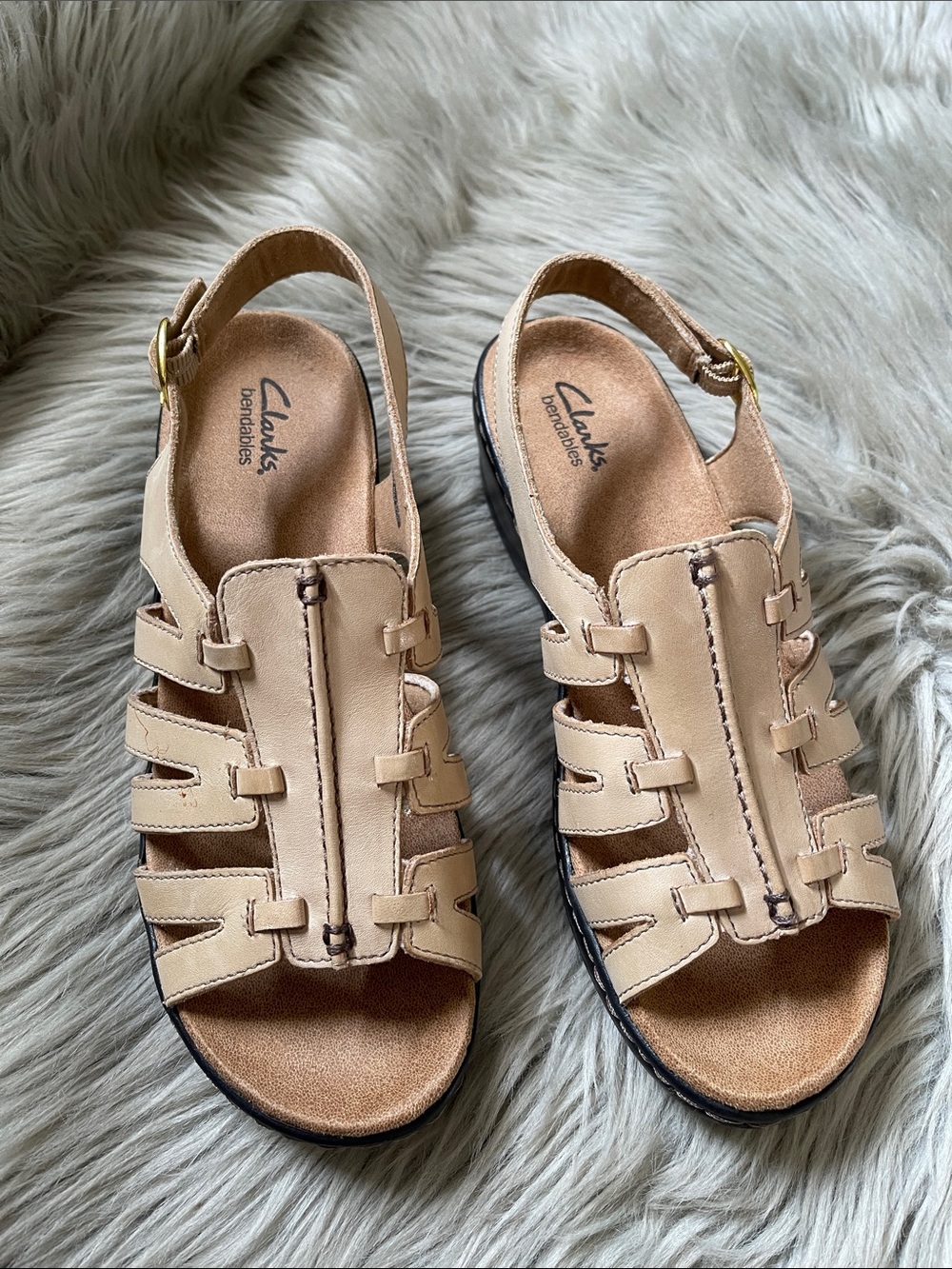 Clarks Leather Strappy Slingback Sandals